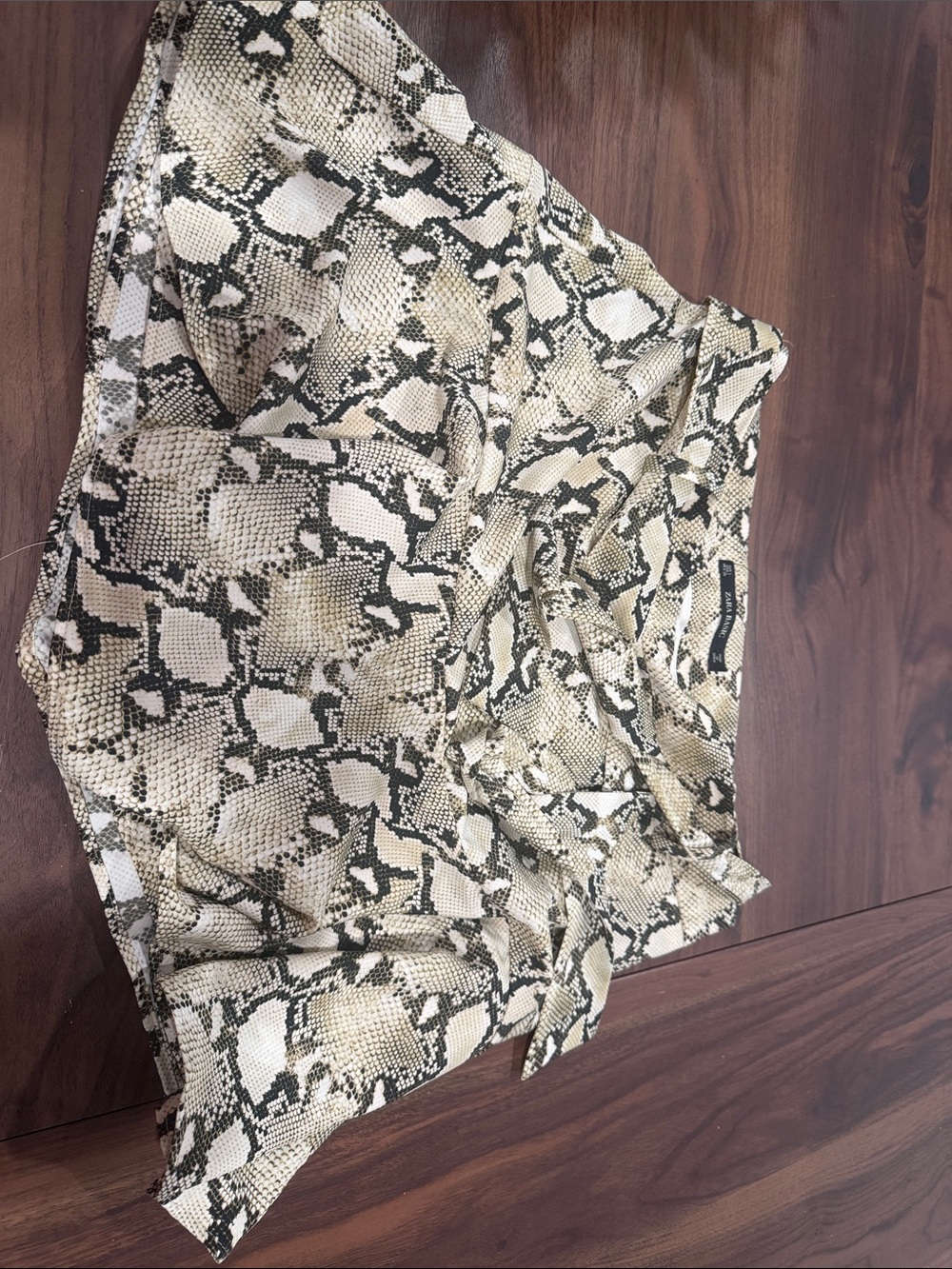 Zara Snake-Print Skirt - Beige and Black